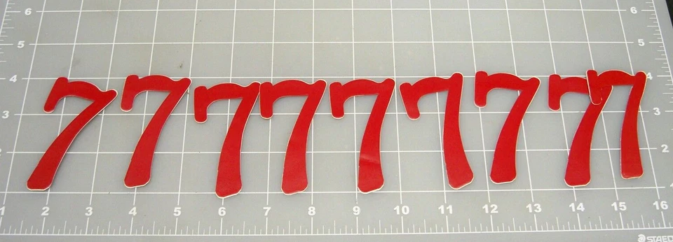 NUMBER 7 贴纸 3 英寸红色乙烯基 9 数量比赛评分免运费 — 第 1/1 张图片