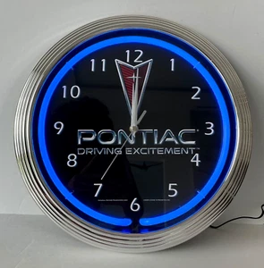 Pontiac Driving Excitment Blue Neon Light Clock Neonetics *NEW - WORKING* - Bild 1 von 9