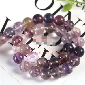 10/12mm Natural Purple Fluorite Quartz Crystal Gems Round Loose Beads 15'' j4 - Picture 1 of 2
