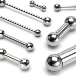 Barbell Tongue Nipple Ring 14 Gauge 1/2" 5mm Balls Steel * - Picture 1 of 3