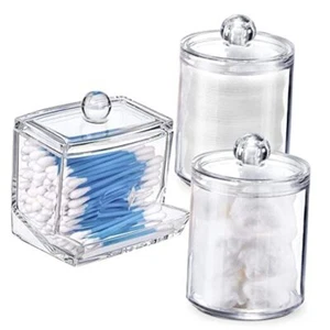 Swab Holder Canisters with Lid, Bathroom Qtip Dispenser Apothecary Jars, 02S1YX - Picture 1 of 8