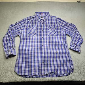 Camisa Cavi Para Hombres 6XL Azul A Cuadros Manga Larga Cuello Abotonado Informal - Imagen 1 de 12