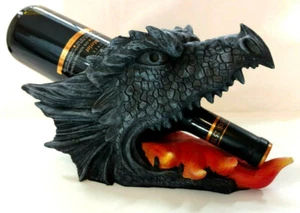 Drachenkopf Weinflaschenhalter Fantasy Mittelalter Statue Figur Unikat Geschenk - Bild 1 von 7