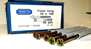 50 TradeFix Fast Frame Door Window Fixings Masonry Hammer Nylon Plug M10 x 140 - Picture 1 of 3