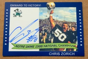 TK Legacy Notre Dame Onward to Victory 1988B Chris Zorich Auto Autograph - Picture 1 of 2