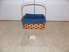 * Longaberger * 2005 Two Pint Combo (Basket, Denim Liner, Protector)
