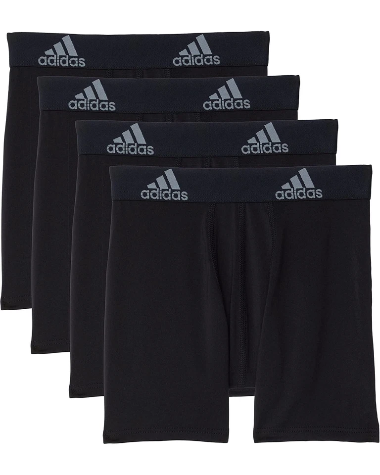 Adidas L128213 Kids Black 4-Pack Performance Boxer Briefs Size Medium