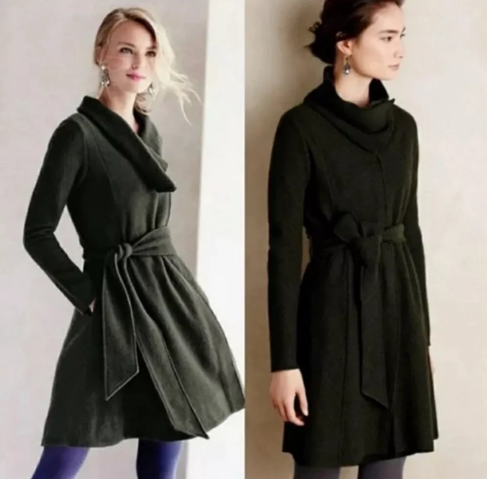 Abrigo Suéter Sparrow Anthropologie XS Mantón 100% Lana Cinturón Minimalista Usado en Excelente Condición Foto 1 de 4