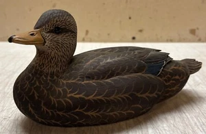 Vintage 1992 Captain FRED MUHS 'Black Duck' CARVED DECOY - Hampton Bays NEW YORK - Picture 1 of 11
