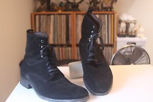 Brumas 25326 Black Suede Leather Lace Up Boots EUR Size 44 Made In Italy