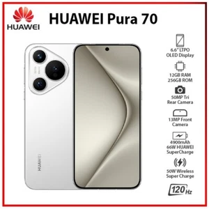 NEW Huawei Pura 70 WHITE 12GB+256GB Dual SIM Unlocked Android Mobile Phone - Picture 1 of 6