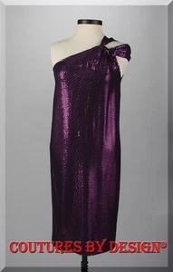 St John Strick Pailletten One-Shoulder-Cocktailkleid tiefmagenta Größe 6 neu mit Etikett $ 1795 - Bild 1 von 4