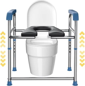MedHelp Raised Toilet Seat with Handles - Padded Toilet Seat Riser for Seniors - Picture 1 of 12