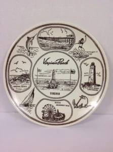 Virginia Beach Souvenir Fine American Ironstone Plate Enco National NY USA Made - Imagen 1 de 3