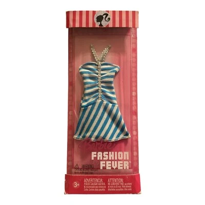 Barbie Moda Fiebre Azul Blanco Rayas Plata Halter Y2K Sol Playa Fiesta Vestido Foto 1 de 2