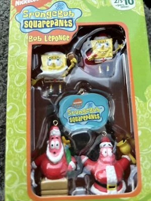 New Nickelodeon Spongebob Squarepants & Patrick Mini Christmas Ornament Set - Изображение 1 из 4