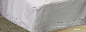 Creative Linens Battenburg Lace Bedskirt Dust Ruffle TWIN White 100% Cotton - Picture 1 of 3