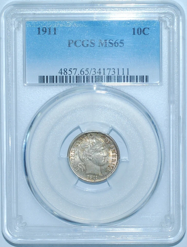 1911 P PCGS MS65 Barber Silver Dime - Image 1 of 2
