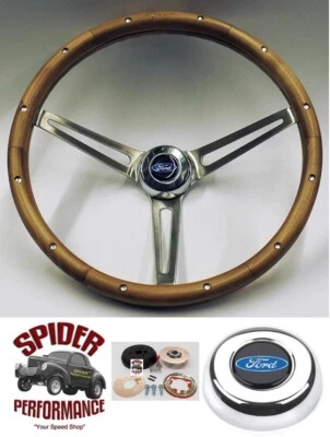 Volante Ford 1965-1969 madera azul ovalado 15" muscle car nogal Foto 1 de 4