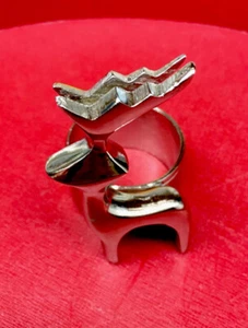 Silver Reindeer Napkin Ring Holder Christmas Cabin Core Set of 8 - Picture 1 of 10