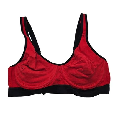 Sujetador camiseta sin forro Fruit of the Loom para mujer talla 36C rojo negro algodón Foto 1 de 4