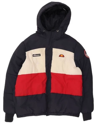 ELLESSE Mens Hooded Padded Jacket UK 38 Medium Multicoloured Colourblock HP13 - Image 1 of 4