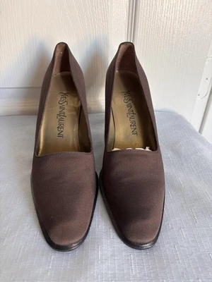 De Colección YVES SAINT LAURENT Marrón Nobuck Gamuza Tacones Talla 7 ITALIA Icónicos Foto 1 de 4