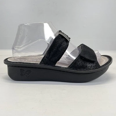 Sandalias Alegria Karmen para mujer talla 38 negras correa de gamuza zapatos cómodos ajustables Foto 1 de 4