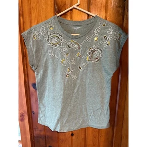 Laura Scott verziertes T-Shirt Pailletten Kurzarm Oberteil Größe Small - Bild 1 von 3