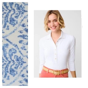 J. Mclaughlin Knit Top Blue White Size XL NEW NWOT Riptide Polo 3/4 Sleeve - Picture 1 of 10