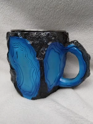 Mineral Crystal GEOLOGIST GIFT whimsical Stainless AGATE Coffee Mug TEA GEODE  - Image 1 of 4