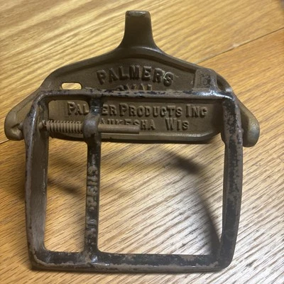 Antiguo dispensador de papel higiénico de hierro fundido Palmers primitivo Waukesha, WI Foto 1 de 4