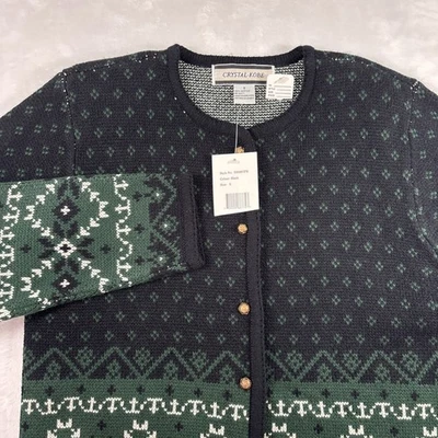 Cárdigan Suéter Crystal-Kobe Para Mujer Talla S Patrón Nórdico Bolsillos De Colección Nuevo Con Etiquetas Foto 1 de 4