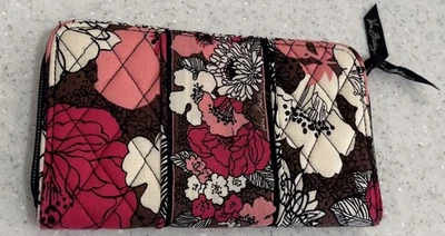 Cartera sin asas estilo acordeón Vera Bradley Mocha Rouge rosa marrón negro Foto 1 de 4