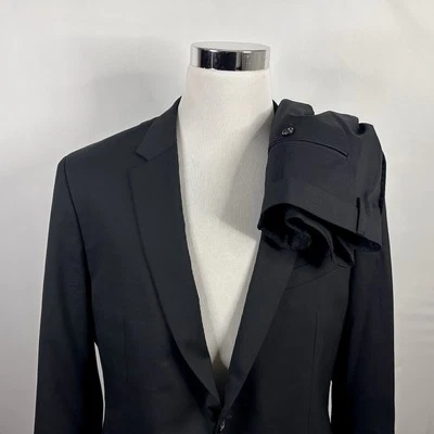 Banana Republic 46L Suit 38x29 Black Marzatto Wool Two Button Double Vented - Image 1 of 4