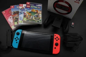 Nintendo Switch 32GB Bundle - 4 Games, Controller, 64GB SD Card - Picture 1 of 11