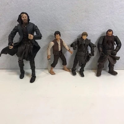 Lote de 4 figuras de acción sueltas de El Señor de los Anillos LOTR Froto, Aragorn, Sam, Gimli Foto 1 de 4
