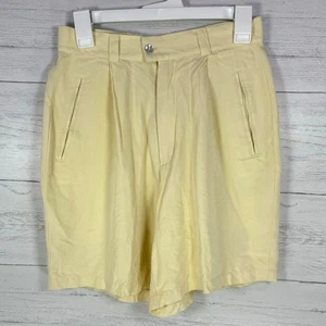 Vintage Tommy Bahama Größe 6 100 % Seide Shorts gelb plissiert altes Geld Luxus Resort - Bild 1 von 5