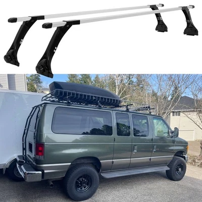 63" Rain Gutter Roof Rack Cross Bar Cargo Carrier For Ford Econoline E350 Van - Image 1 of 4
