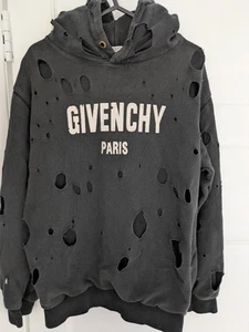 Givenchy Rare Distressed Black Hoodie With Logo Size XXL - Picture 1 of 5