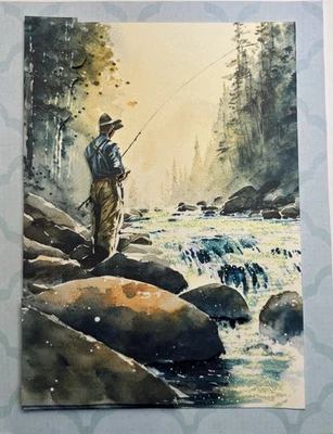 Tarjeta de felicitación hecha a mano arte diseño 3D Love To Fish CHATARRA por Kim Foto 1 de 2