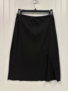 Hollister Co. Midi Ribbed Black Lightweight Slip skirt With Slit Size Medium - Picture 1 of 7