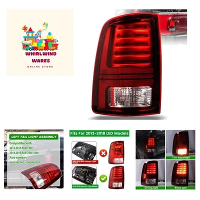 Lanternas traseiras de LED compatíveis com 2013-2018 Ram 1500,2014-2018 Ram 2500/3500 Re... - Imagem 1 de 4