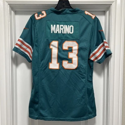 Camiseta Nike On-Field Miami Dolphins DAN MARINO NFL JÓVENES NIÑOS NIÑOS Talla L Cosida Foto 1 de 4