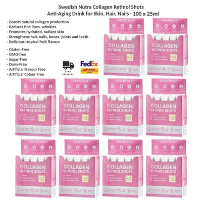 Bebida antienvejecimiento Swedish Nutra Collagen Retinol Shots para piel cabello 100x25 ml Foto 1 de 4
