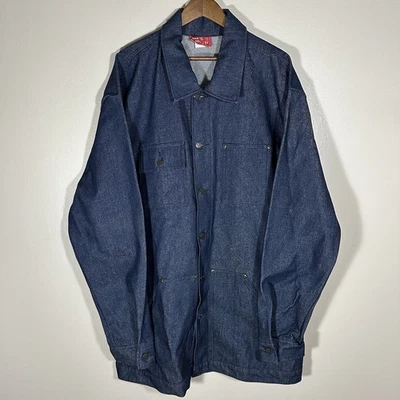 Abrigo de mezclilla Darkwash de la década de 1980 culo salvaje azul crudo talla 2X ropa de trabajo hecho en EE. UU. Foto 1 de 4