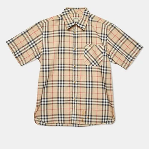 Burberry Kids Beige Tartan Check Cotton Button Front Shirt 12 Yrs - Picture 1 of 8