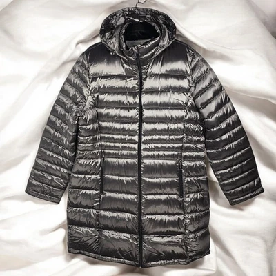 Andrew Marc Down Puffer Coat Women's XXL Metallic Gray Packable Lightweight NWT - Image 1 of 4