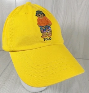 Cappello Polo Ralph Lauren Laguna Beach Bear in pelle con cinturino regolabile giallo - Foto 1 di 11