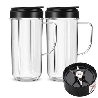 2 Pack Magic Bullet Blender Cups, Tall 22oz Cup with Flip Top To-Go Lid & 4 F... - Image 1 of 4